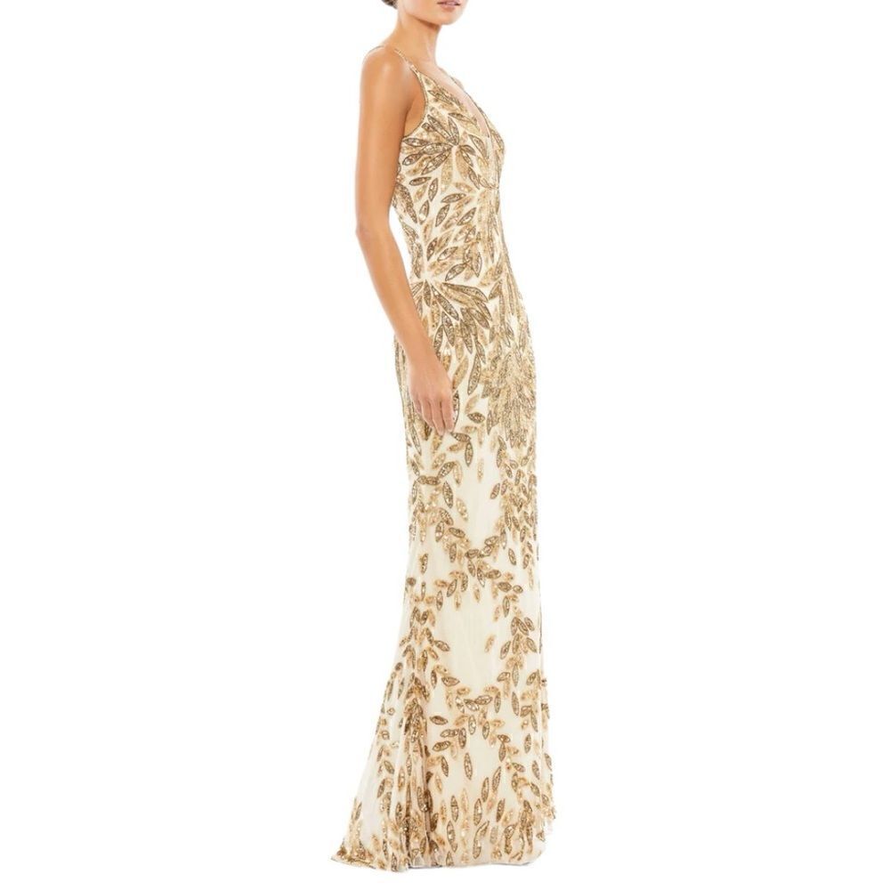 MAC DUGGAL Women’s Embellished Sequins Leaf Evening Gown in the Size 8 - Picture 3 of 11
